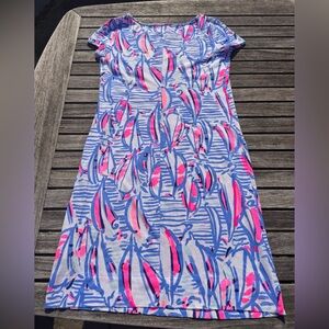EUC Lilly Pulitzer Brewster Tshirt dress It’s Aboat Time Worn Once